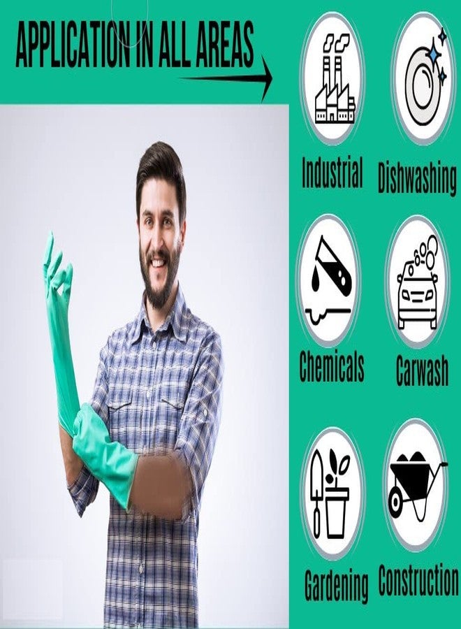 ETS Handpro ETSHandPro 12 Inches long Reusable Nitrile Chemical Resistant Rubber Hand Gloves for Industrial Purpose Janitorial Construction Gardening Home Kitchen Cleaning Gloves/Dish washing gloves (Large, 1) - Image 5